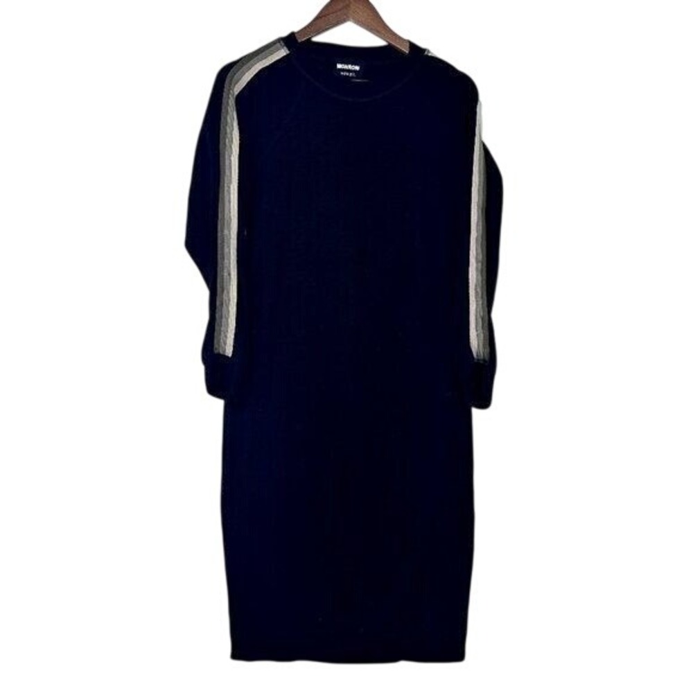 Monrow Mommy Maternity Sweater Dress Striped Sleeve Accent XS  Black Lightweight